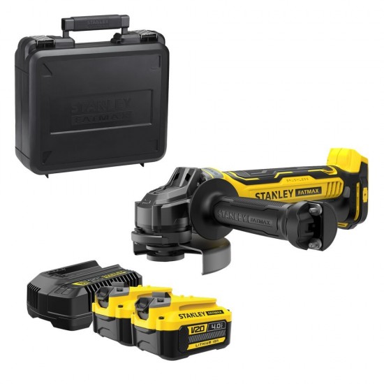  Stanley FatMax 18 volt-os V20 akkumulátoros sarokcsiszoló, 125 mm, kefe nélküli (SFMCG700M2K) - szerszamdiler.hu