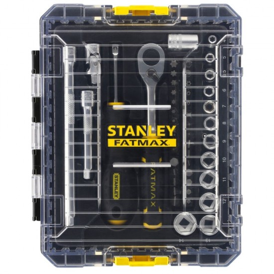 Stanley Fatmax k&ouml;zepes m&eacute;retű 1/4" dug&oacute;kulcs szett, 48 R&eacute;szes (FMMT98101-0)