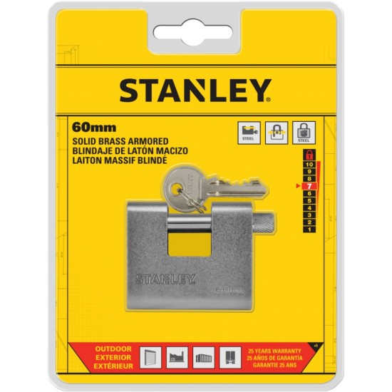  Stanley Páncélozott tömör sárgaréz lakat 60mm (S742-022) - szerszamdiler.hu