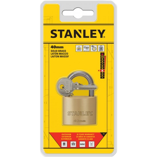  Stanley Sárgaréz lakat, normál kengyellel 40mm (S742-031) - szerszamdiler.hu