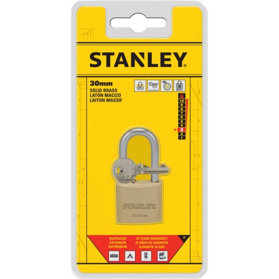  Stanley Sárgaréz lakat, hosszított kengyellel 30mm (S742-042) - szerszamdiler.hu