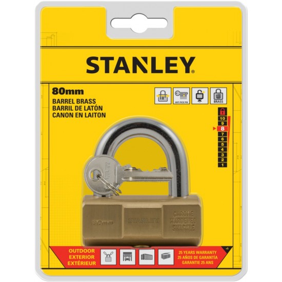  Stanley Hengeres tömör sárgaréz lakat, 80mm (S742-049) - szerszamdiler.hu