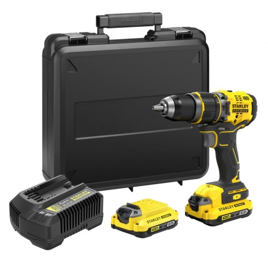  Stanley FatMax 18 volt-os v20 akkumulátoros ütvefúró/csavarozó kefe nélküli (SFMCD721D2K) - szerszamdiler.hu