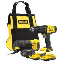 Stanley FatMax 18 volt-os v20 akkumulátoros ütvefúró-csavarozó és multigép készlet (SFMCK213D2S)