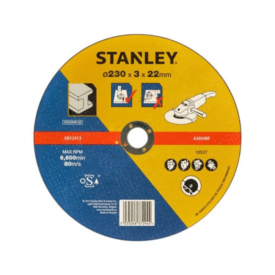  Stanley fém vágótárcsa 230x22x3.2mm (STA32040) - szerszamdiler.hu