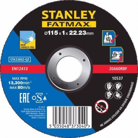  Stanley Fatmax inoxvágó tárcsa 115×1×22mm (STA32602) - szerszamdiler.hu