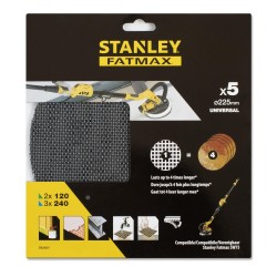 Stanley Quick-Fit Csiszolóháló SZETT 2x120G/3x240Gg Kör 225mm (STA39297)